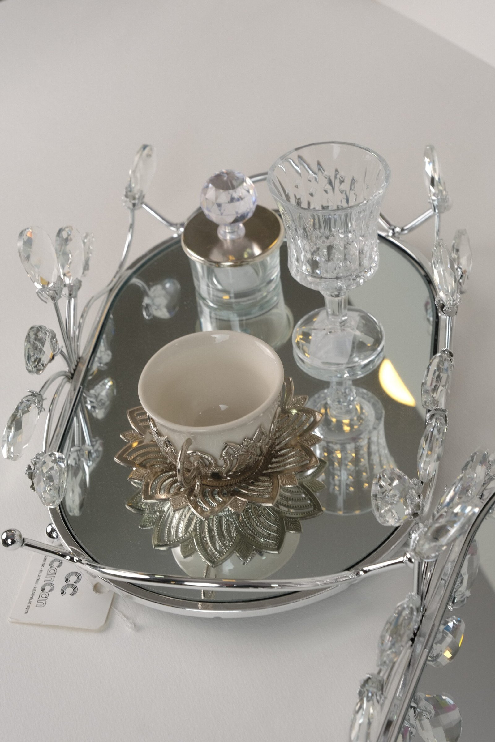 Gümüş söz nişan kahve tepsisi lüx aynalı tepsi seti(008)