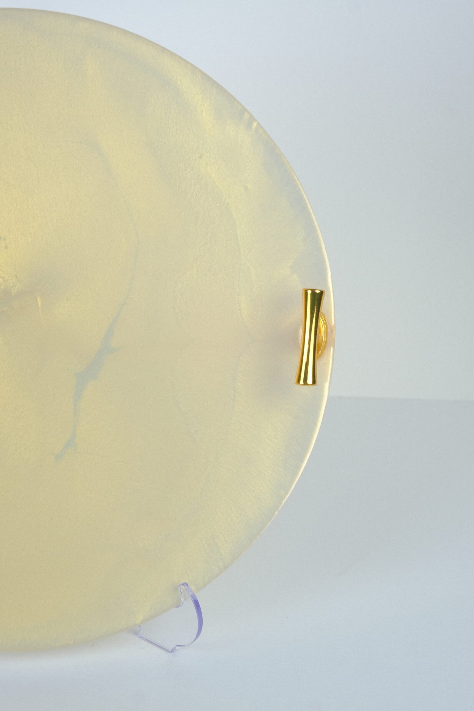 Epoksi İncili Yuvarlak Gold Kulp Tepsi Söz Nişan Damat Sunum Tepsisi  30 cm (001) - Görsel 2