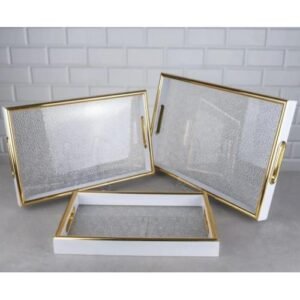 Lüks akrilik tepsi 3'lü zeyve sunum seti nişan