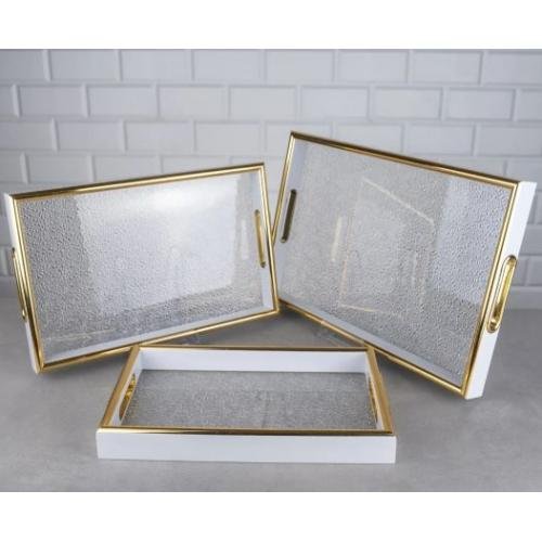 Lüks akrilik tepsi 3'lü zeyve sunum seti nişan