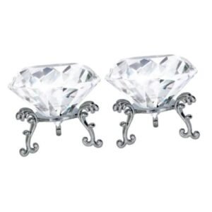 Yüzük yükseltici kristal detaylı gümüş ayaklı nişan sunum