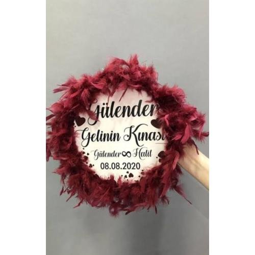 Kişiye Özel Tarihli Tüylü Kına Tefi