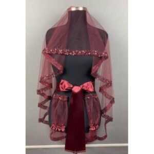 Sakarya Bordo Gelin Duvak Modelleri