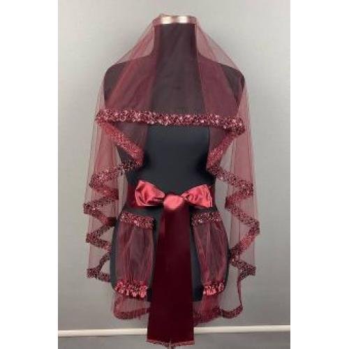 Sakarya Bordo Gelin Duvak Modelleri