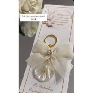 Söz nişan kına süsü anahtarlık midye fiyonklu hediyelik