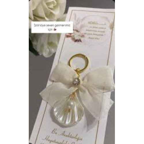 Söz nişan kına süsü anahtarlık midye fiyonklu hediyelik