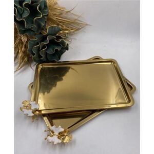 Lüks metal tepsi kare aynalı nişan söz sunum tepsisi