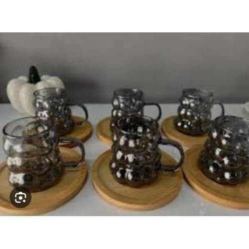 FİNCAN TAKIMI CAM ÜZÜM DESENLİ 6 LI