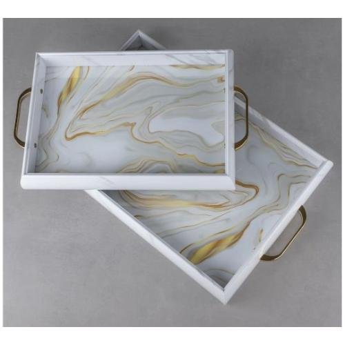 Lüks tepsi akrilik mermer desenli zeyve nişan sunum