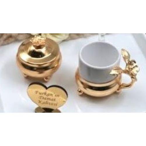 Lüks Gold Damat Kahve Fincanı ve Lokumluk Seti