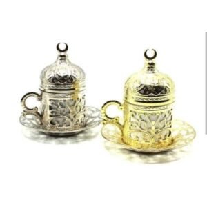 Sakarya Gold Kapaklı Osmanlı Motifli Damat Kahve Fincanı