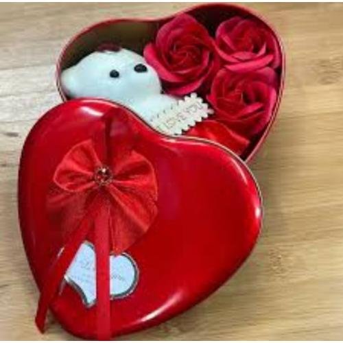 METAL KUTU KALP O LOVE YOU AYICIK GÜL KOD:EREN-07