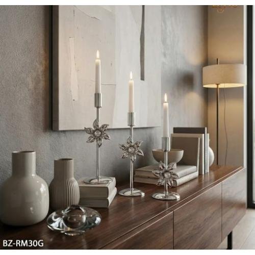 ZEYVE ÜÇLÜ DEKORATİF ŞAMDAN MUMLUK 17-22-29CM.